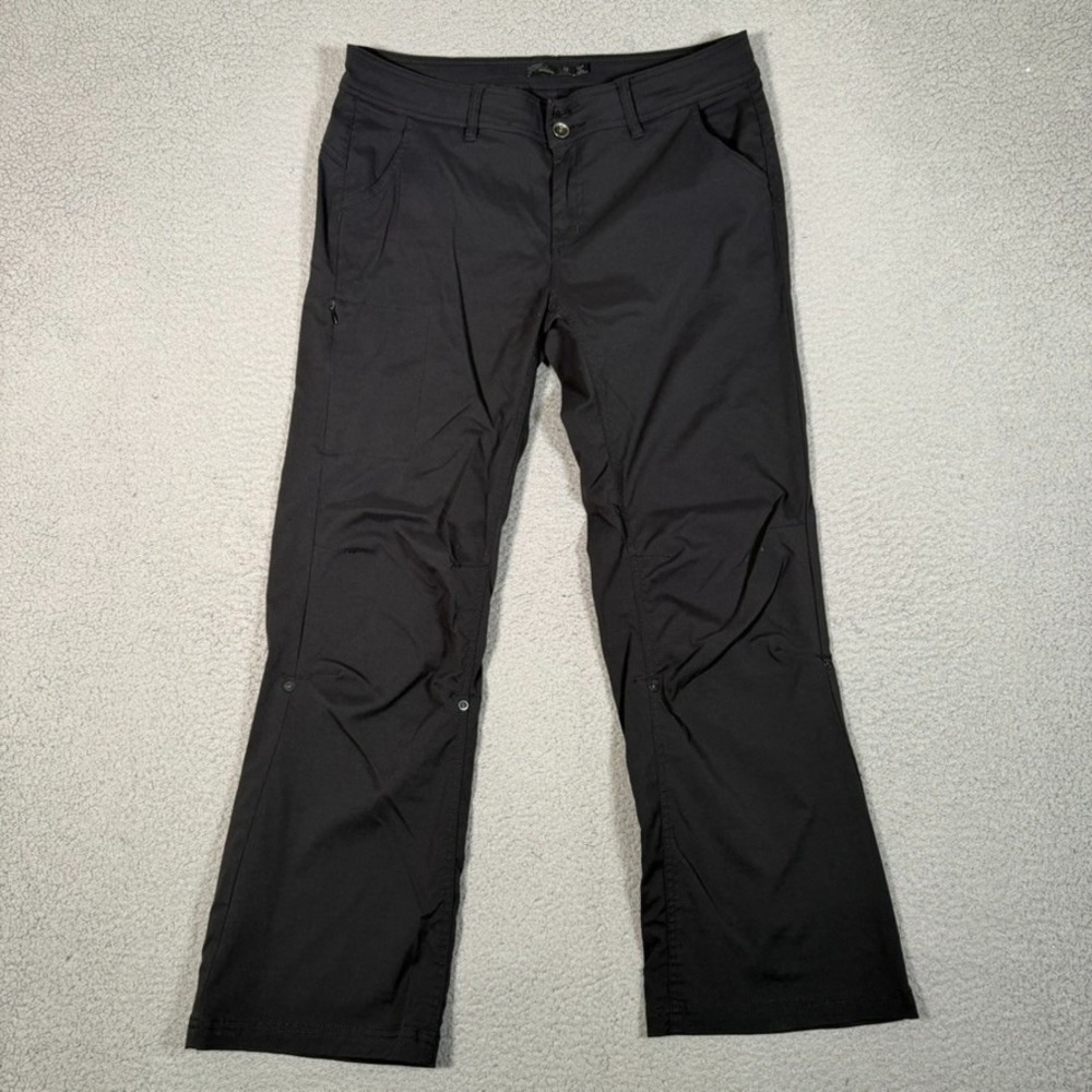 Prana Pants Womens 12 Black Halle Outdoor Hiking Gorpcore Stretch Pockets Logo